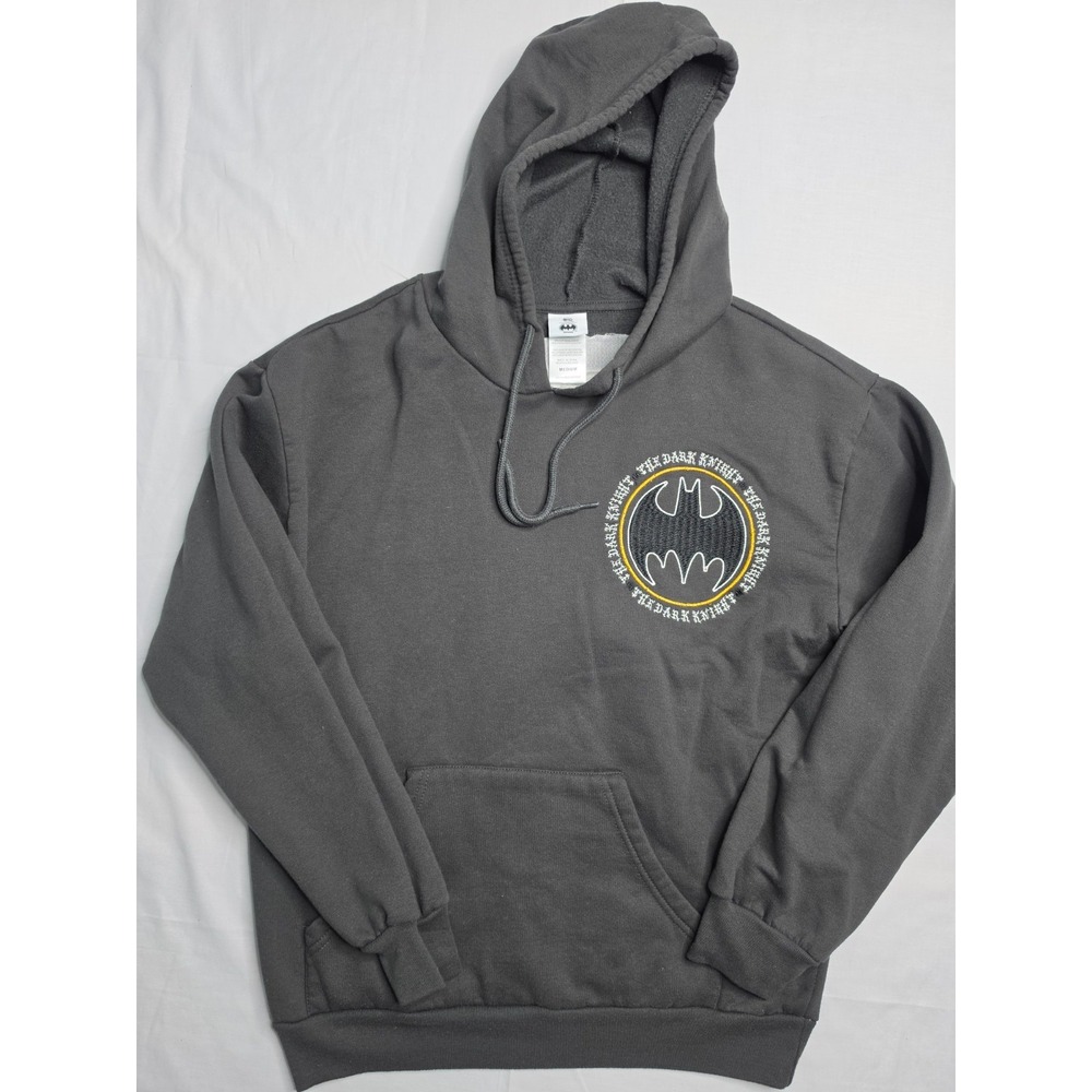 Batman DC Comic Hoodie Men Medium Charcoal Gray The Dark Knight Embroidered Logo